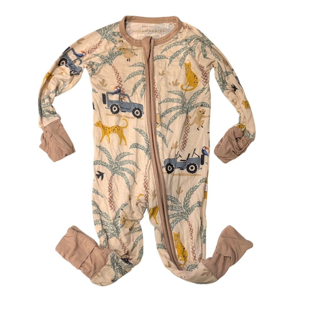 Little Sleepies Safari Zippy Bamboo Viscose Sleeper 0-3 M Jungle Jeep Pajamas
